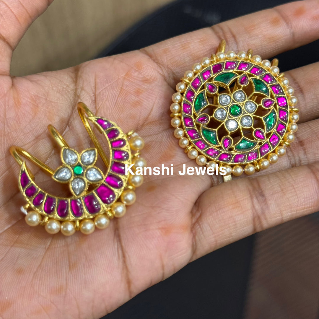 Sun and Moon Hair Accessory  by  Kanshi Jewel, Dulhan Ear Cuffs