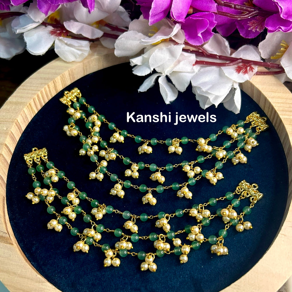 Swaroski emerald chain by Kanshi Jewels,
Dulan emerald chain 