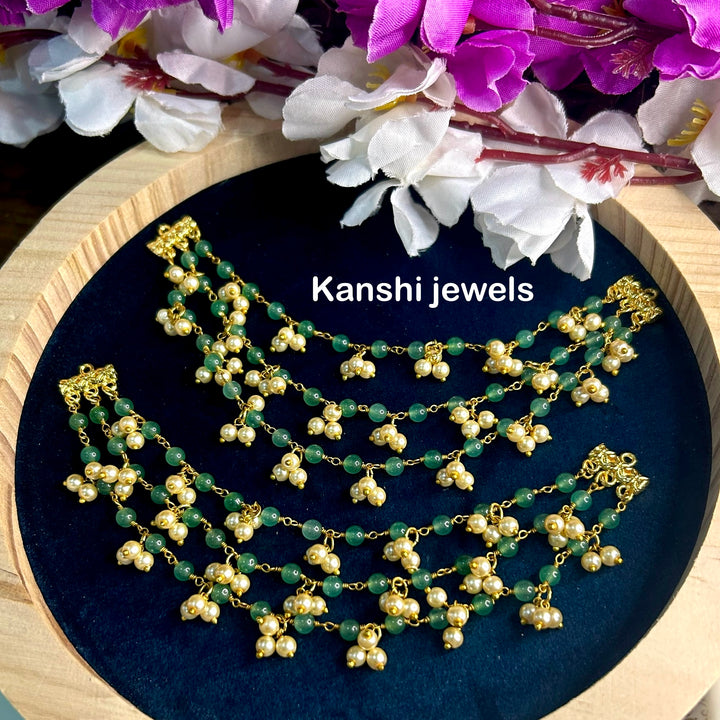 Swaroski emerald chain by Kanshi Jewels,
Dulan emerald chain 