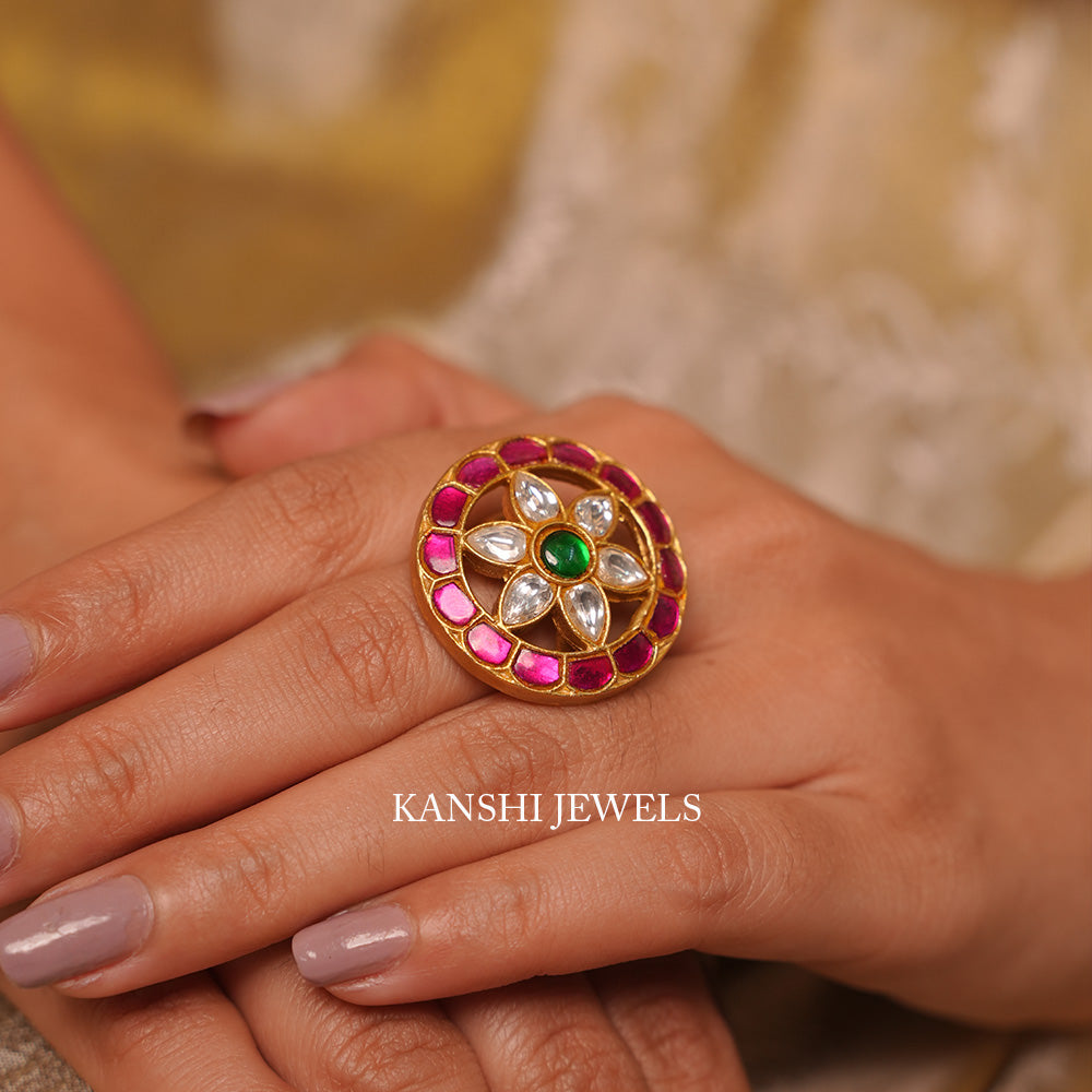Jadau adjuistable ring