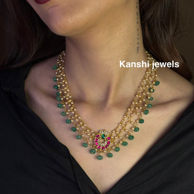 Jadau Chain Necklace with earrings