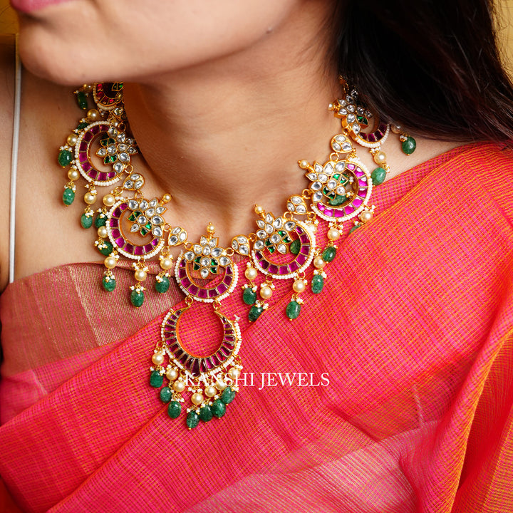 Jadau chand necklace