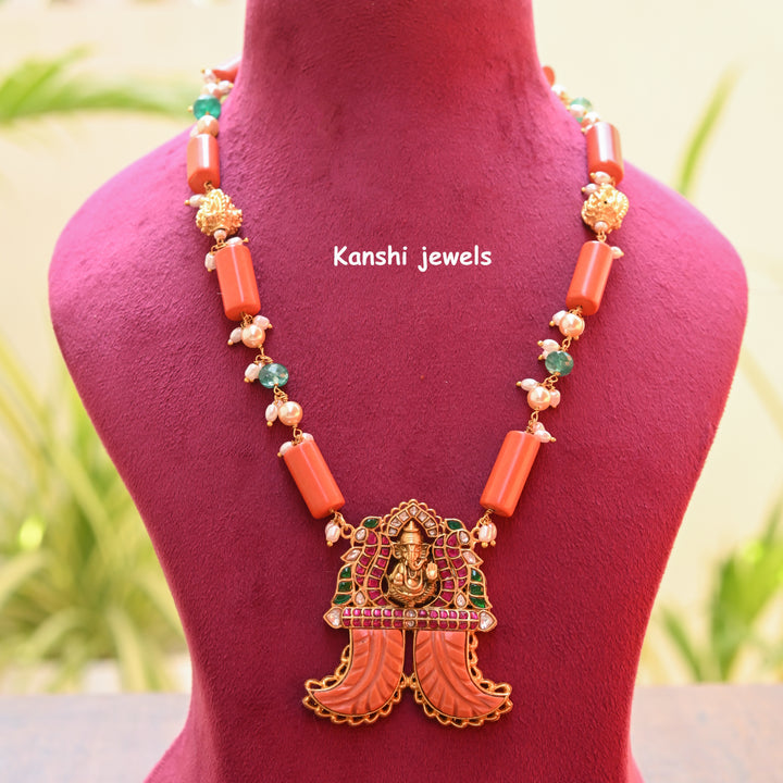 Jadau Kundan Coral Necklace