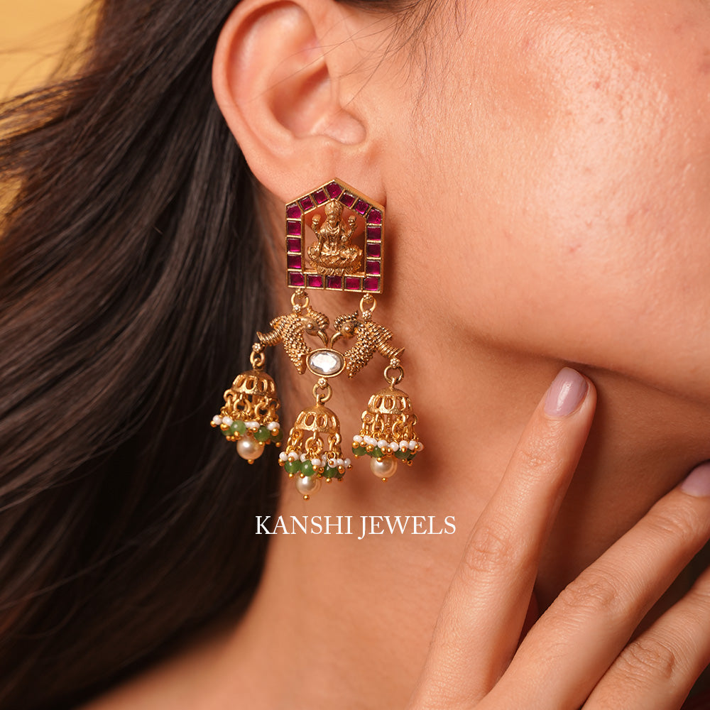 Jadau nakashi fusion statement earrings