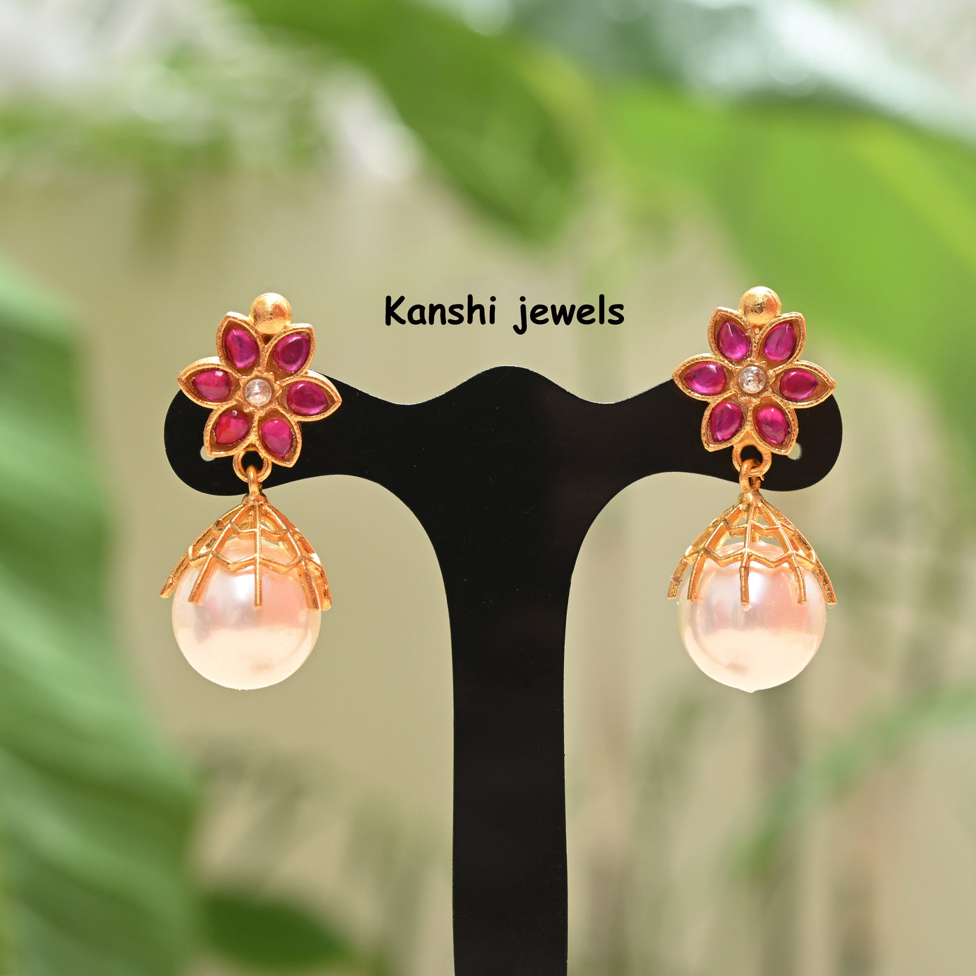 Jadau Pearl Drop Jhumkas