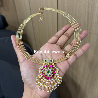 Jadau pendant with multipurpose detachable hasli