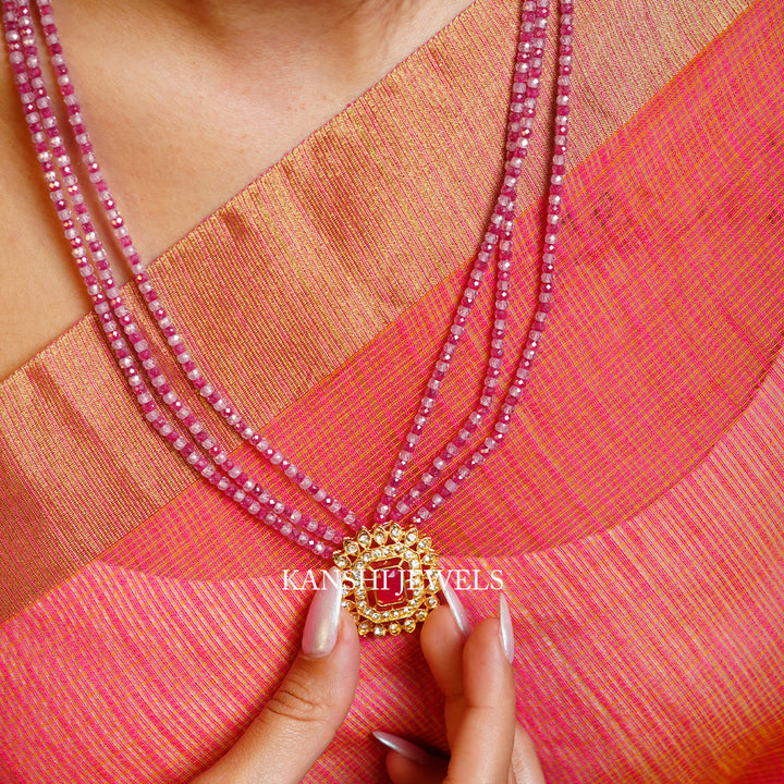 Polki pendant elegant ruby rani necklace