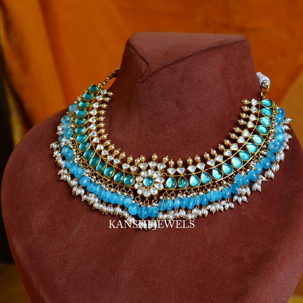 Elegant blue mossanite necklace