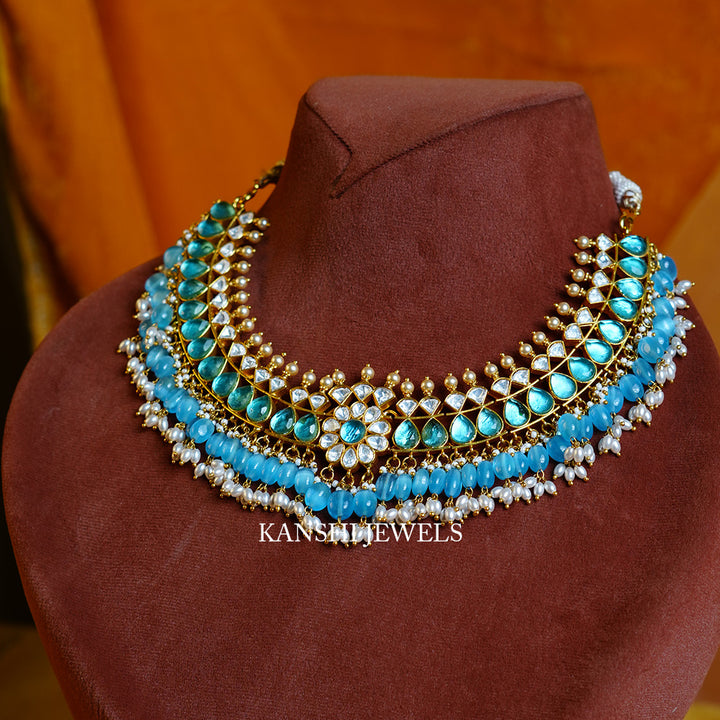 Elegant blue mossanite necklace