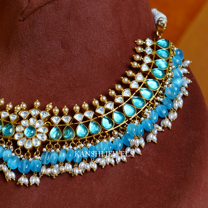 Elegant blue mossanite necklace