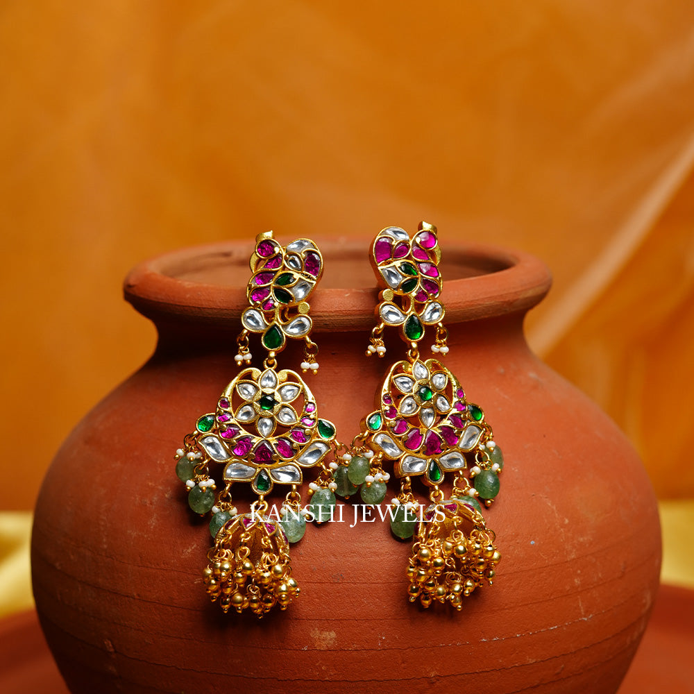 Gold look dulhan jadau jhumkas