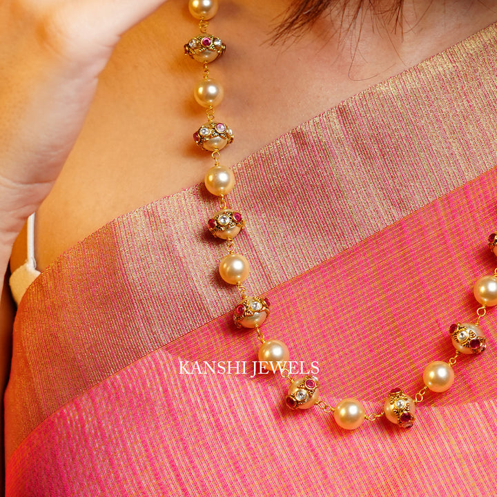 Precious swaroski kundan work fusion mala