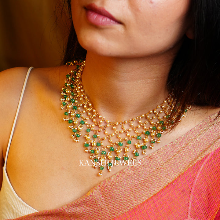 Classic pearls dulhan necklace