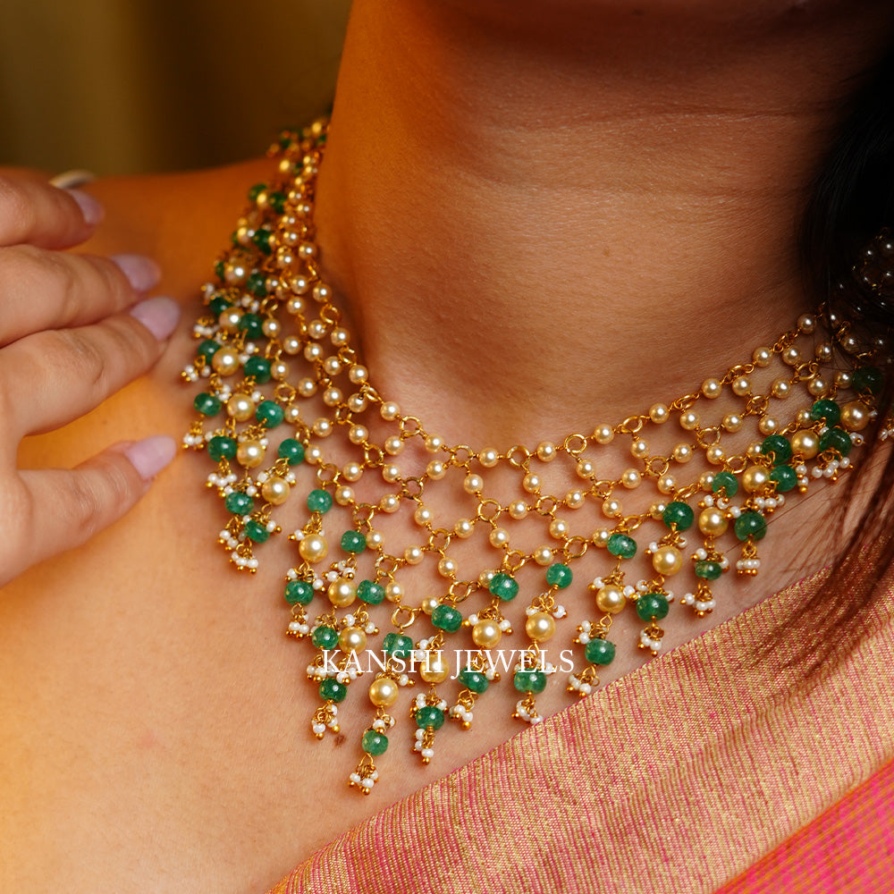 Classic pearls dulhan necklace