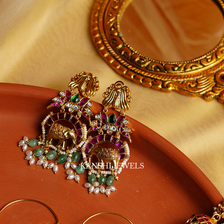 Designer jadau nakashi fusion statement earrings