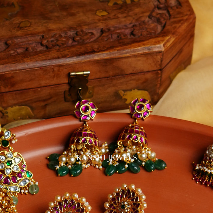 classic gold jadau jhumkas