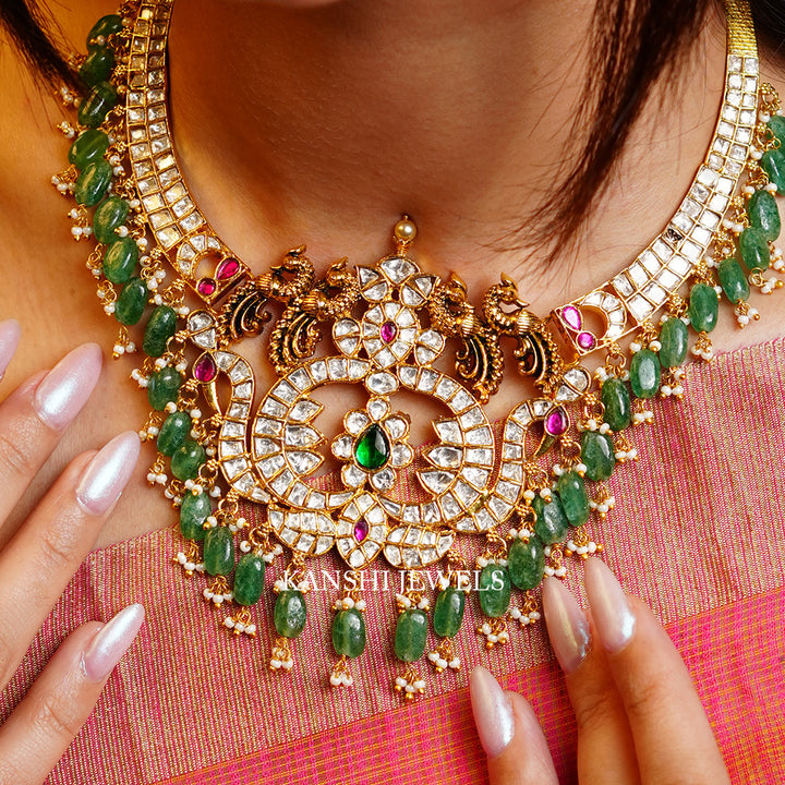 Designer mossanite diamond with nakashi dulhan necklace