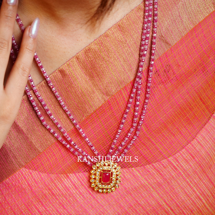 Polki pendant elegant ruby rani necklace