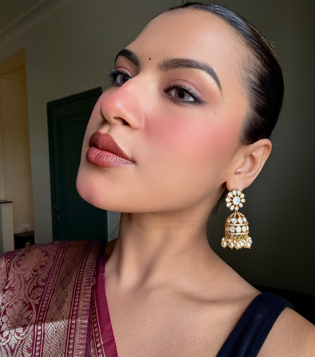 Mossanite polki jhumkas