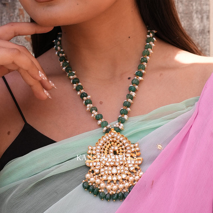 Pumpkin chain necklace with jadau white combination pendant