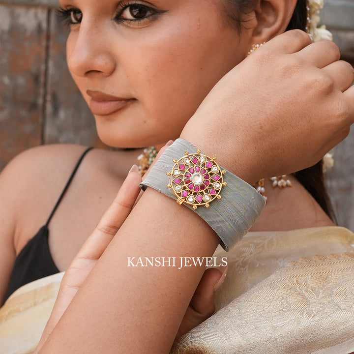Western yet traditional jadau bracelet