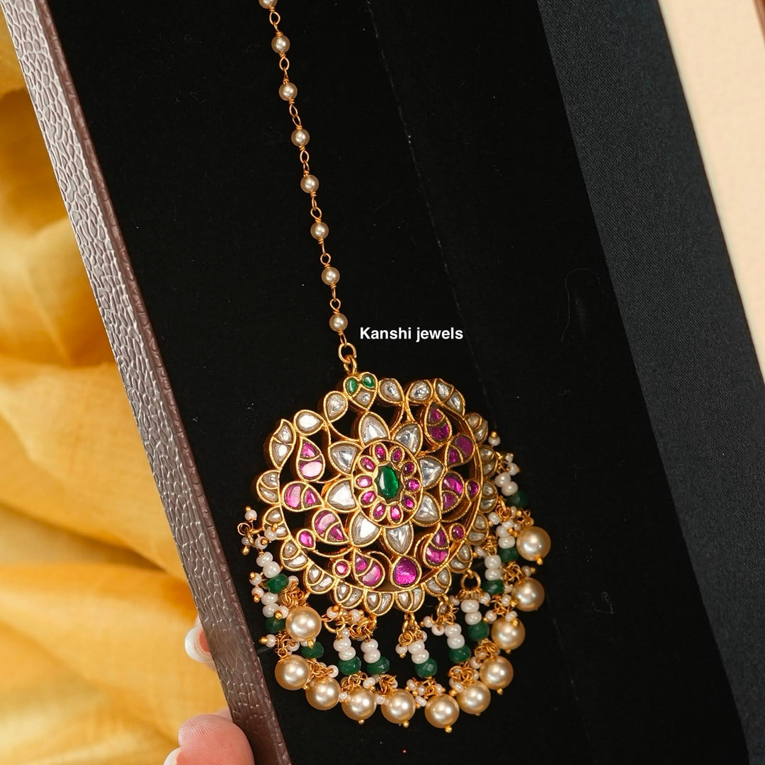 Classic handwork exclusive pearls maangtika