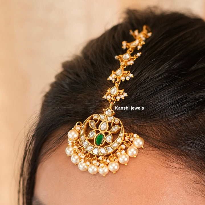 White kundan polki elegant maangtika