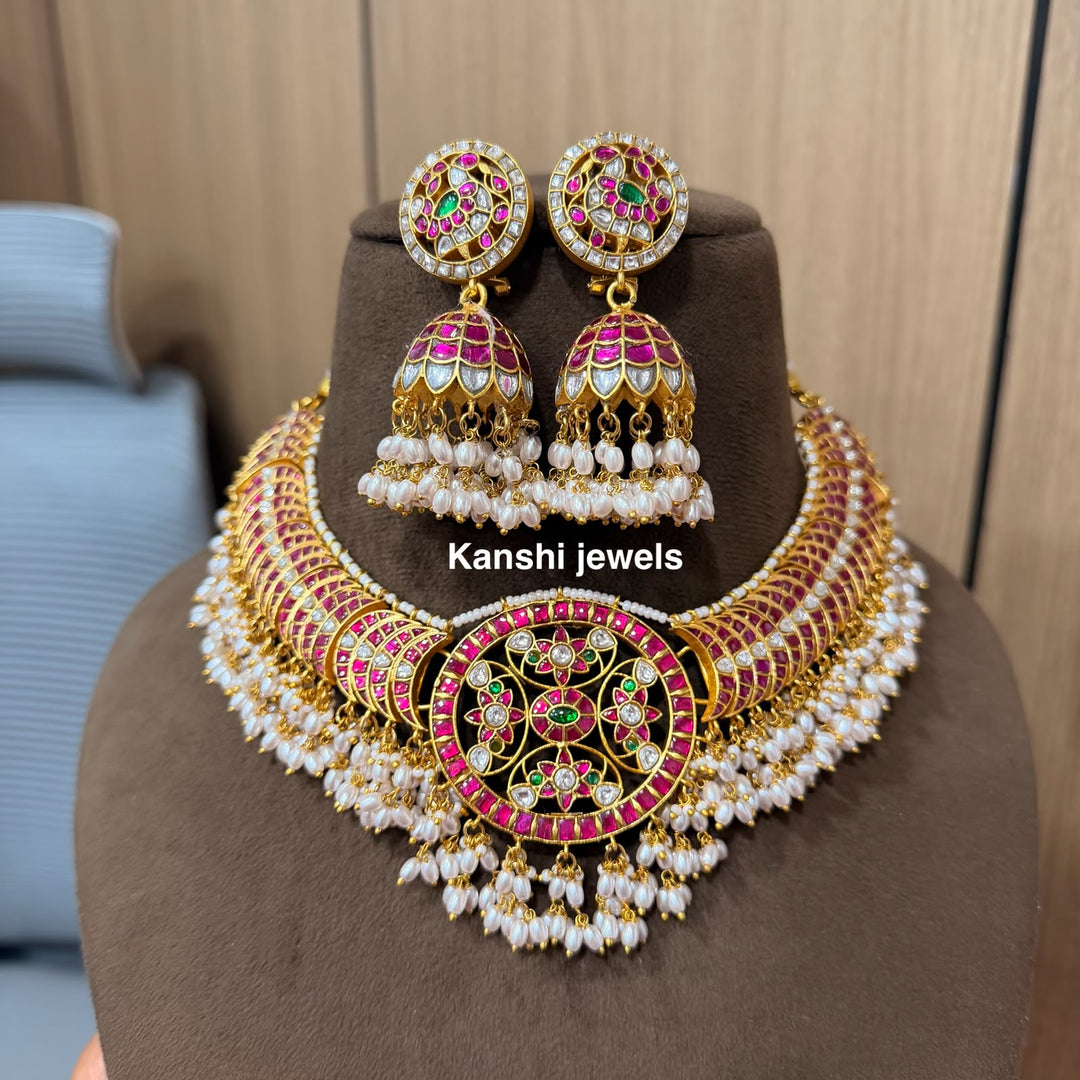Jadau Rice Pearls Rani Haram Set