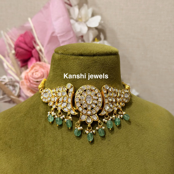 Mossanite polki sleek chokar