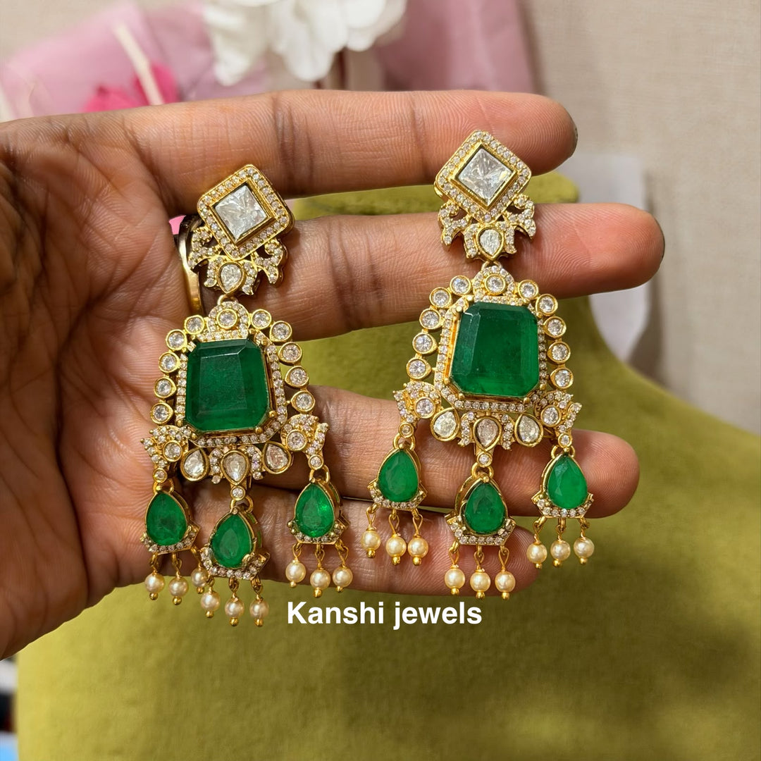 Polki Emerald Fusion Diamond Polki Earrings