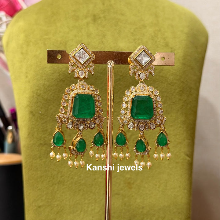 Polki Emerald Fusion Diamond Polki Earrings
