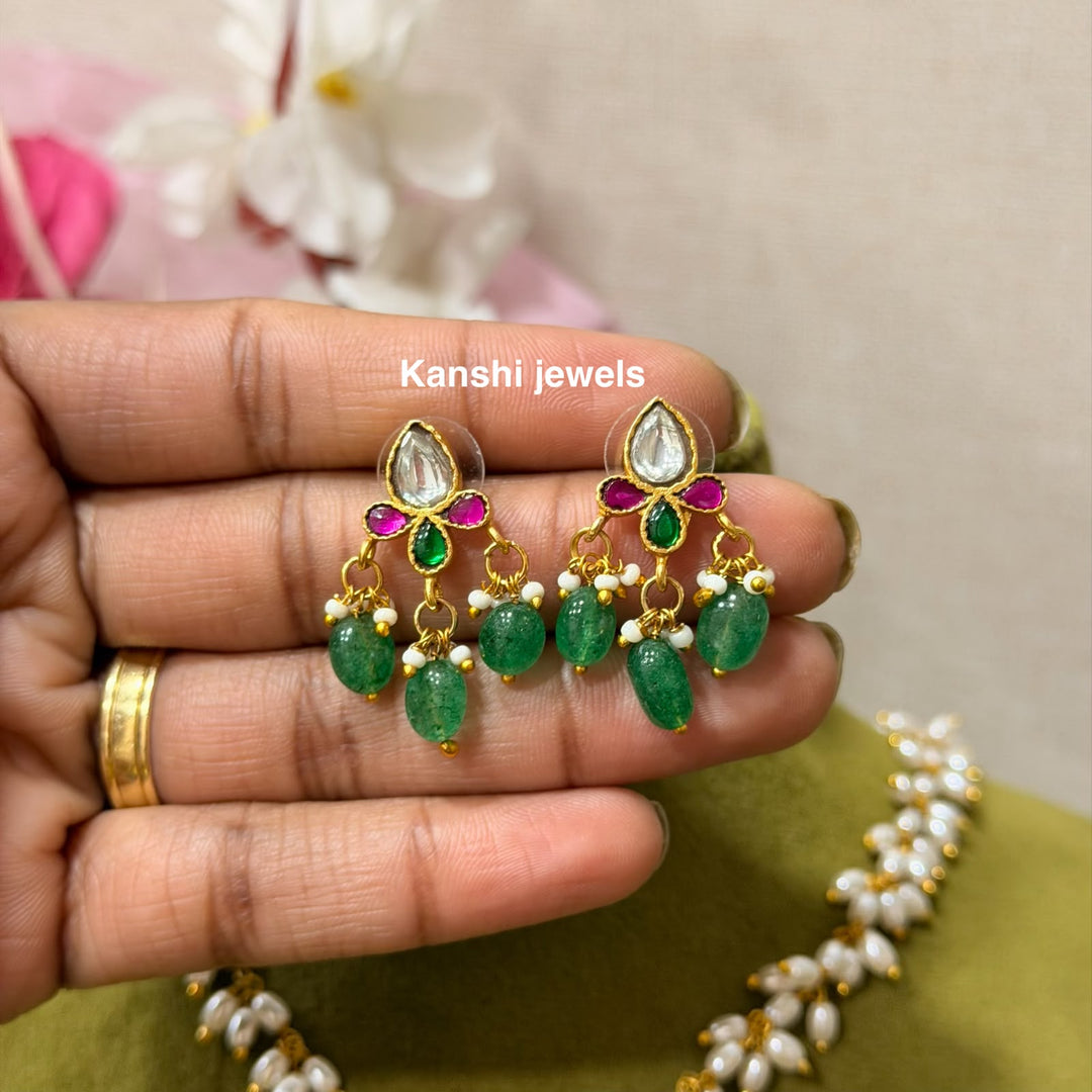 Classic peacock motive pendant tops with semi rice pearls detachable chain