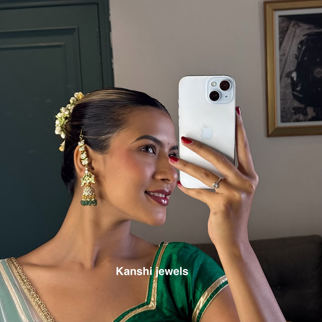 Elegant ear chain combo peacock jhumka