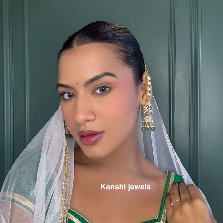 Elegant ear chain combo peacock jhumka