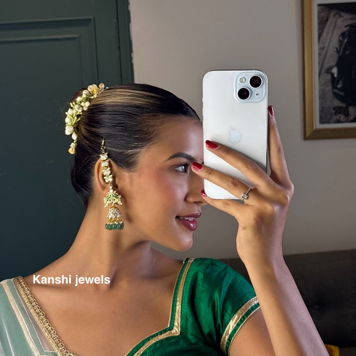 Elegant ear chain combo peacock jhumka