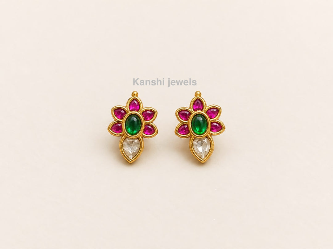 Flower Motive Jadau Studs