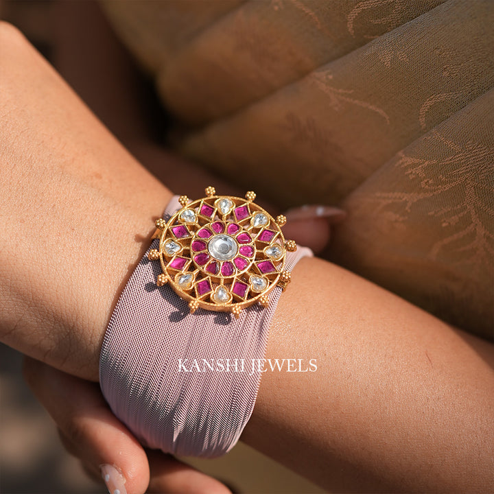 Western yet traditional jadau motive bracelet