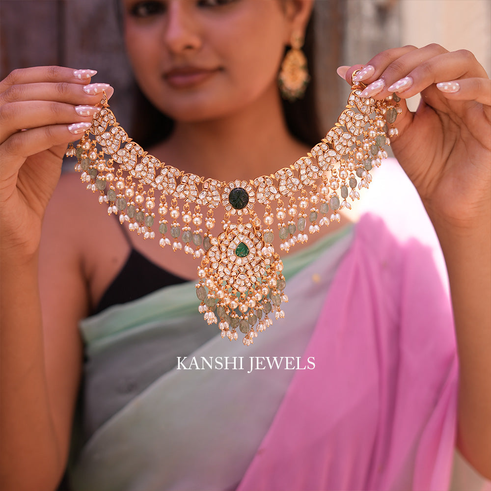 classic dulhan mossanite necklace