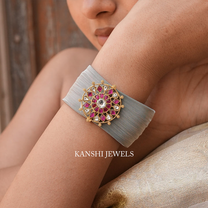 Western yet traditional jadau bracelet