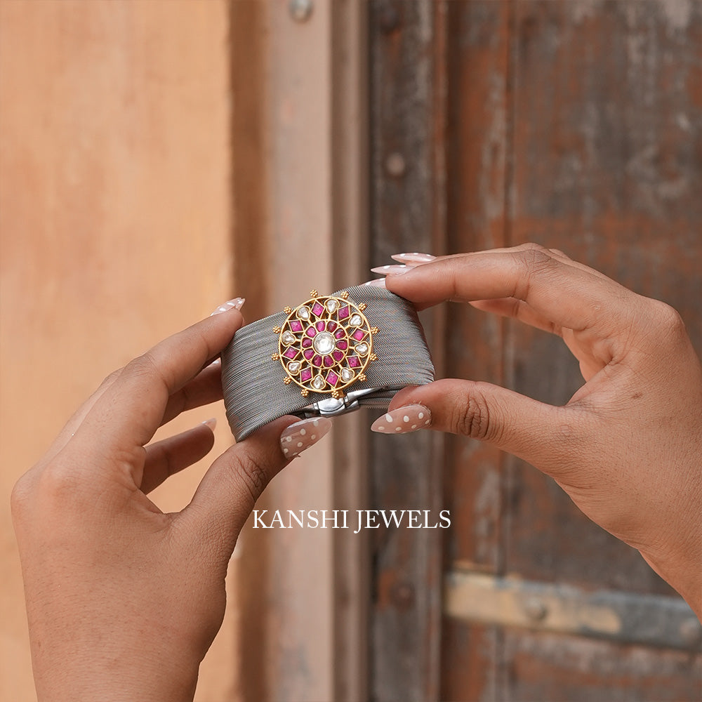 Western yet traditional jadau bracelet