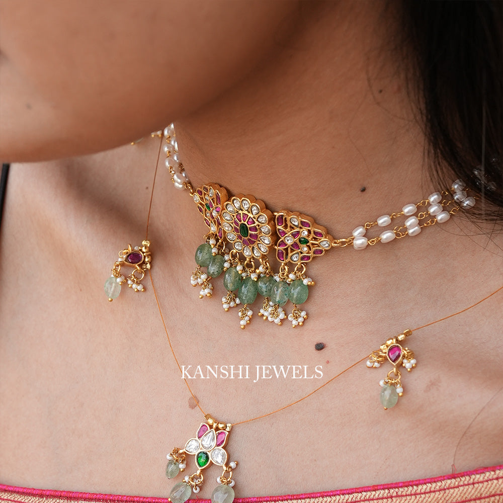 elegant jadau bridesmaids chokar