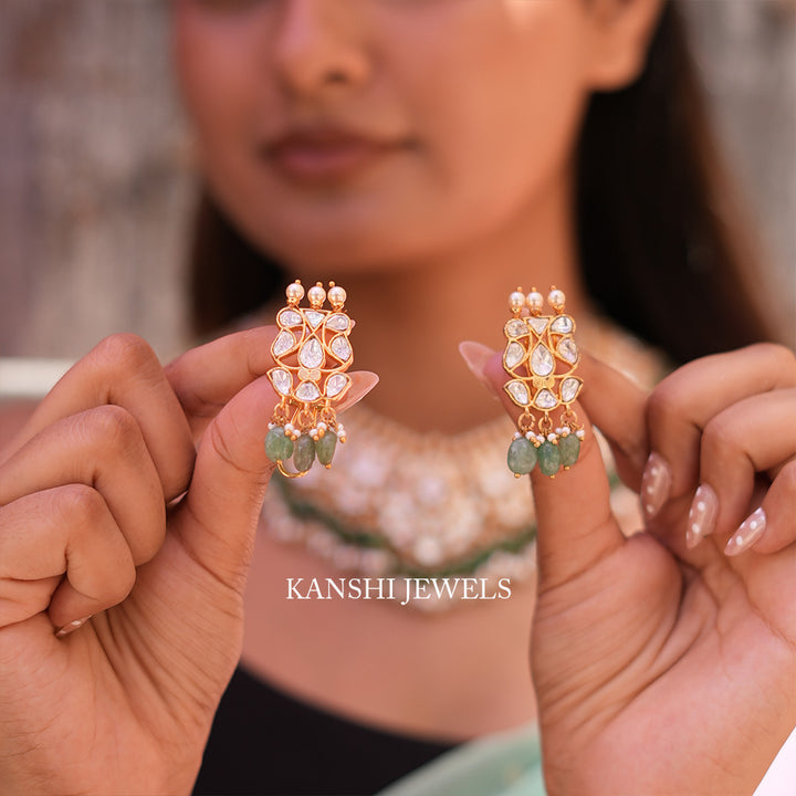 Classic dulhan mossanite necklace earrings set