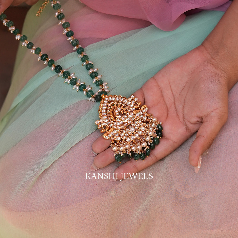Pumpkin chain necklace with jadau white combination pendant