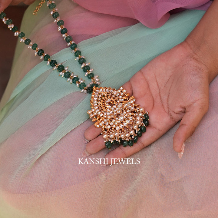 Pumpkin chain necklace with jadau white combination pendant