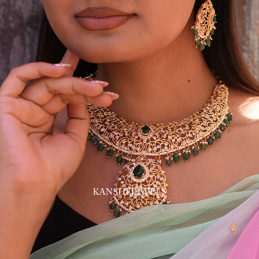 diamond look CZ necklace earrings set