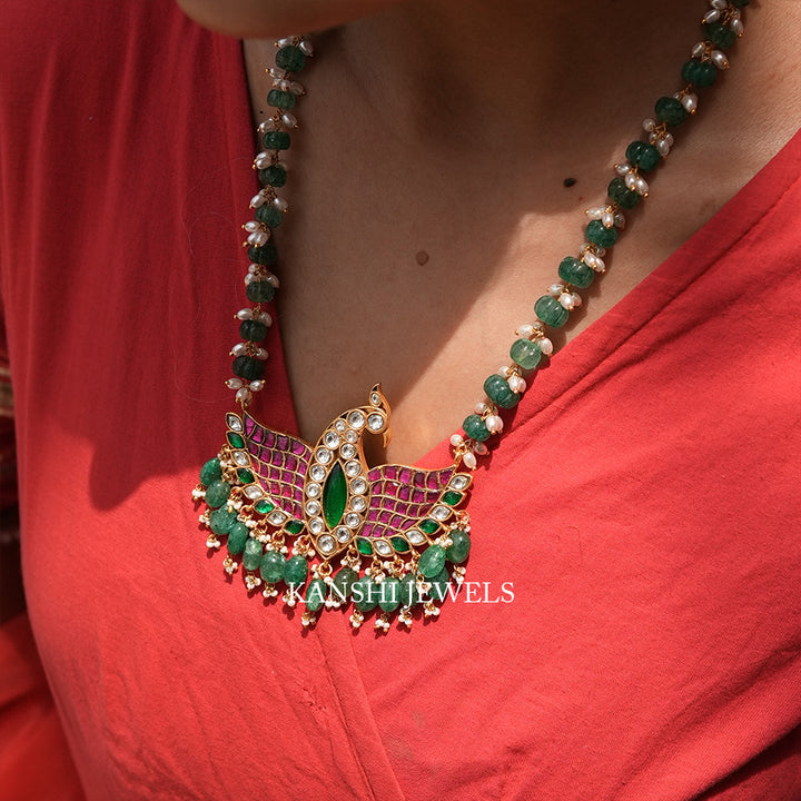 Traditional eagle peacock pendant pumpkin chain necklace